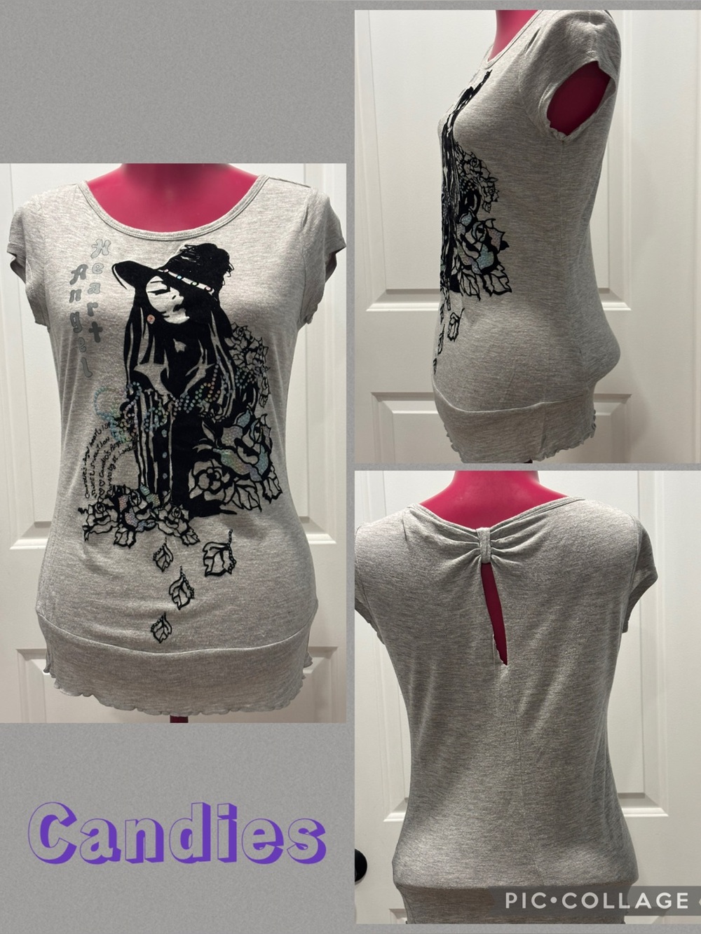 Candie's Light Gray Graphic Tee size Medium